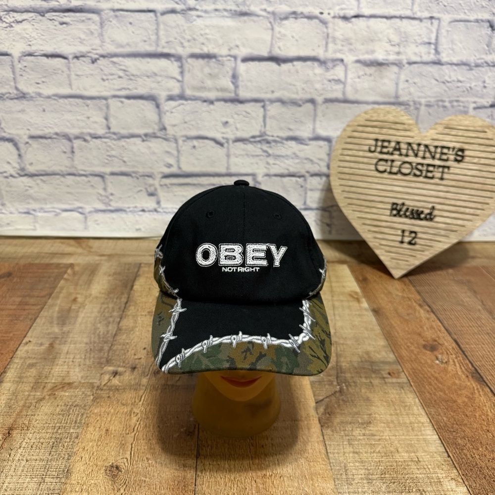 Obey Not Right Black Strapback Hat